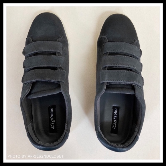 ZIGI SOHO CHARCOAL SUEDE LACELESS SNEAKERS A3C - Picture 7 of 8